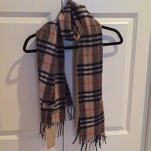 Burberry Brown Cashmere Check Scarf